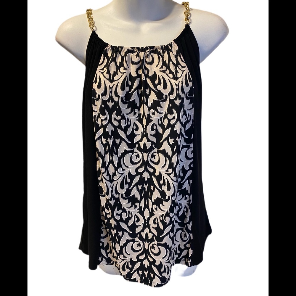 Liz McCoy Sleeveless top w/ gold chain link straps